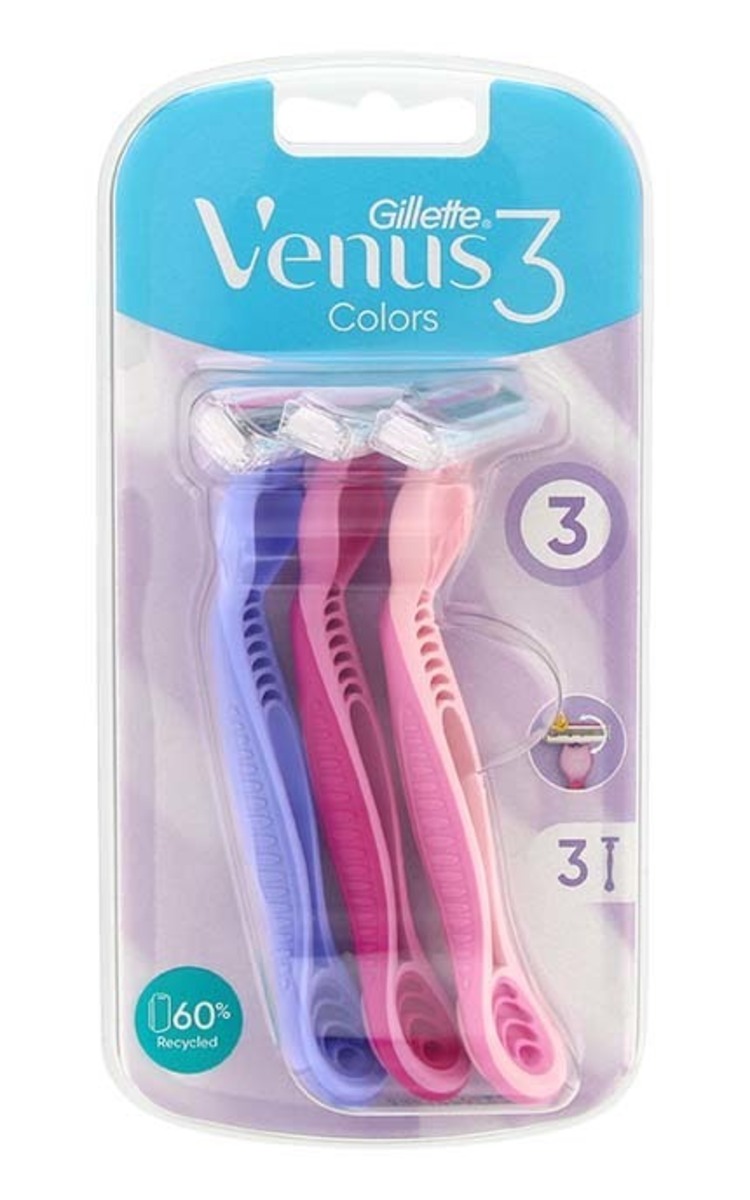 GILLETTE GILLETTE Venus3 Colors vienreizējie sieviešu skuvekļi, 3gab. 3 gab.