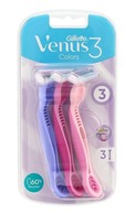 GILLETTE Venus3 Colors vienreizējie sieviešu skuvekļi, 3gab.