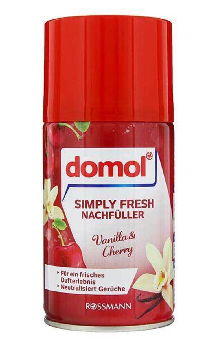 DOMOL DOMOL Simply Fresh Vanilla&Cherry automātiskā gaisa atsvaidzinātaja rezerve, 250ml 250 ml