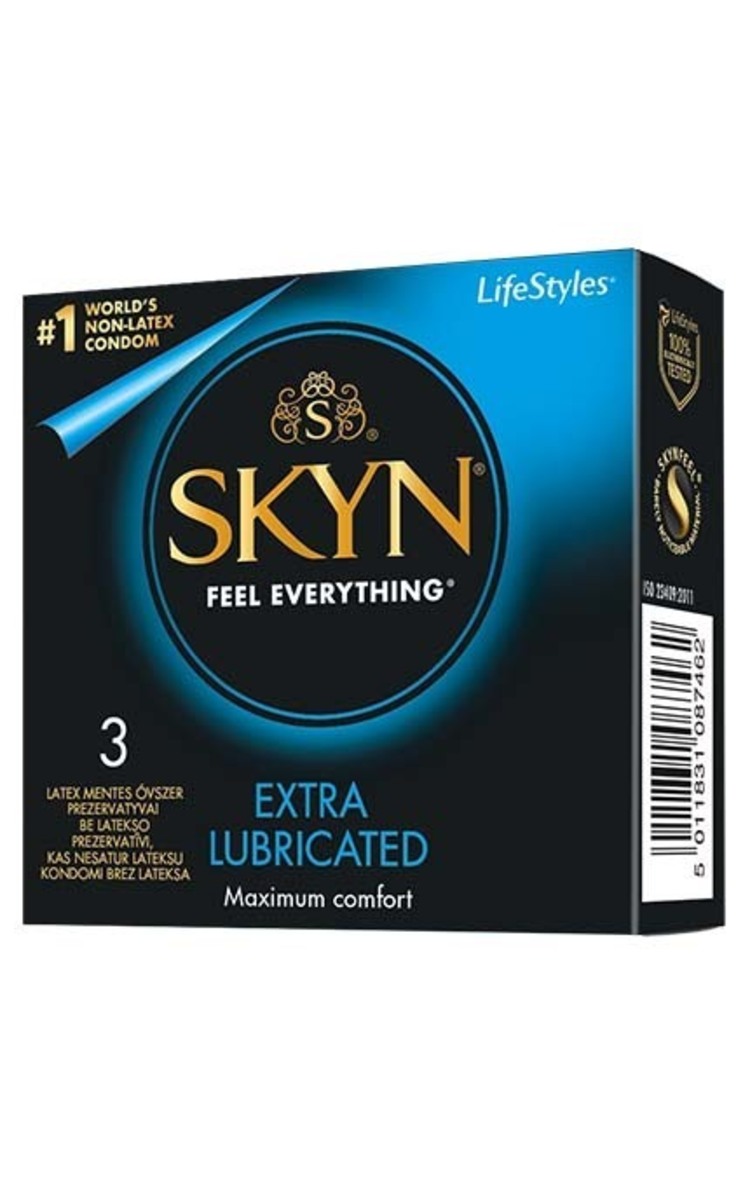 LIFE STYLES LIFESTYLES Skyn Extra lubricated prezervatīvi, 3gab. 3 gab.