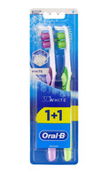 ORAL-B 3D White 1+1 Medium zobu birstes, 2gab. (dažādas krāsas)