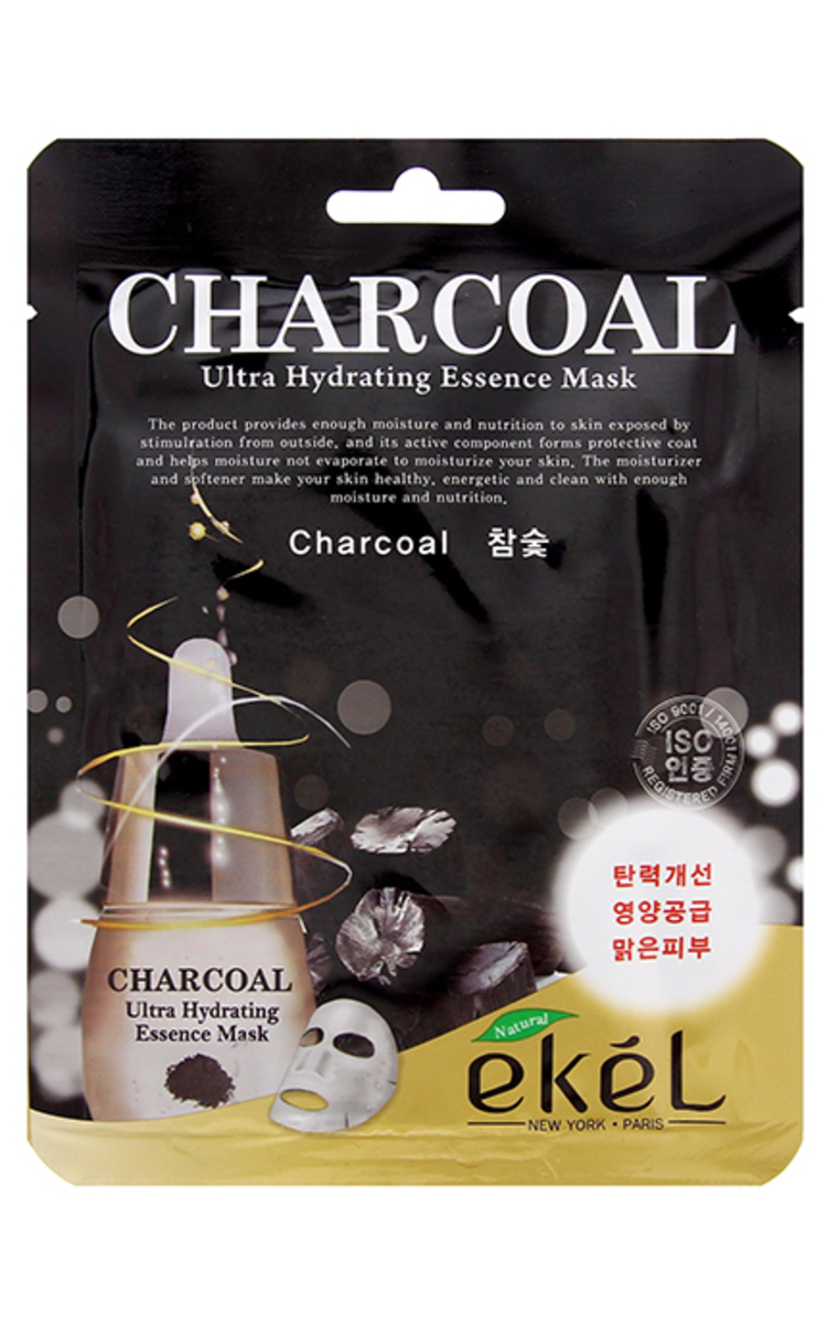 EKEL EKEL Ultra Hydrating Essence Mask Charcoal тканевая маска для лица с древесным углём, 25г 1 шт