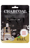 EKEL Ultra Hydrating Essence Mask Charcoal тканевая маска для лица с древесным углём, 25г