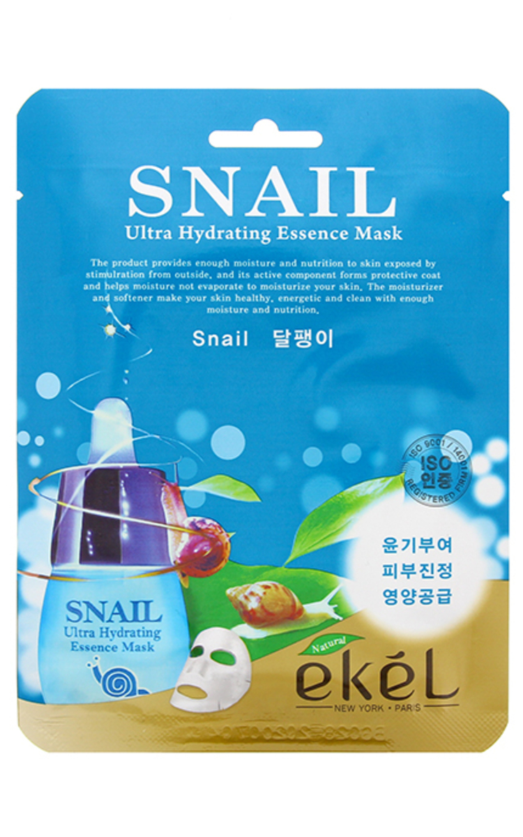 EKEL EKEL Ultra Hydrating Essence Mask Snail auduma maska ar gliemežu mucīnu, 25g 1 gab.