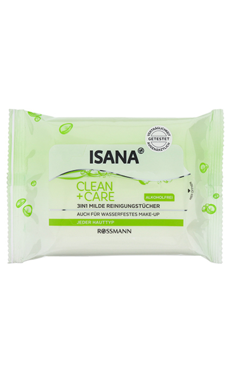 ISANA ISANA Clean+Care 3in1 Mini mitrās salvetes, 10gab. 10 gab.