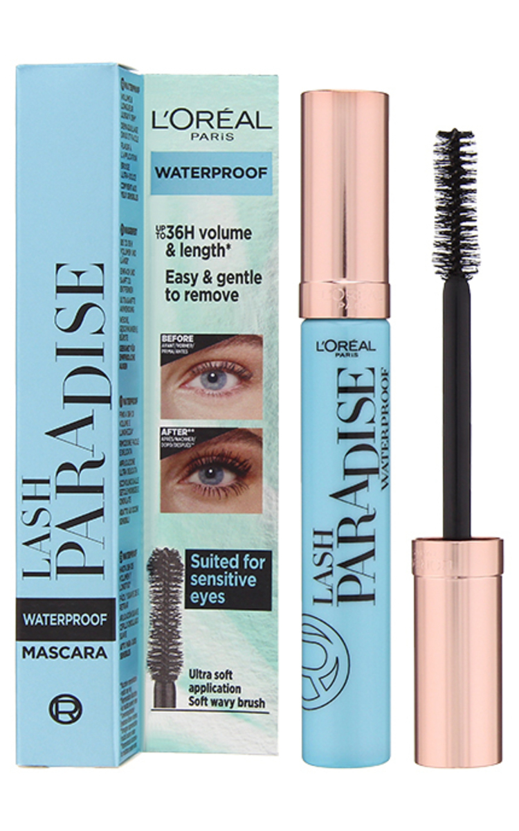 L`OREAL PARIS L`OREAL PARIS Lash Paradise Waterproof melna skropstu tuša, 6.4ml Ultra Black