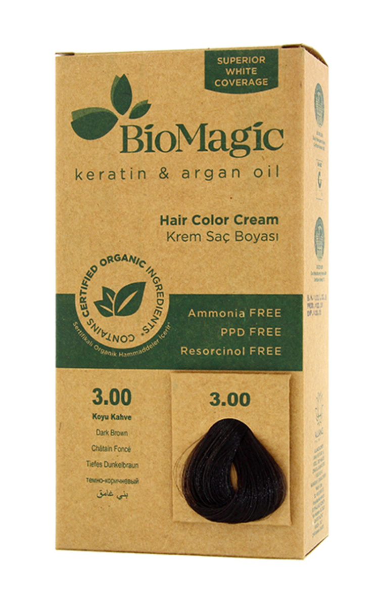 BIOMAGIC BIOMAGIC Стойкая краска для волос, 3.00 Dark Brown 1 шт