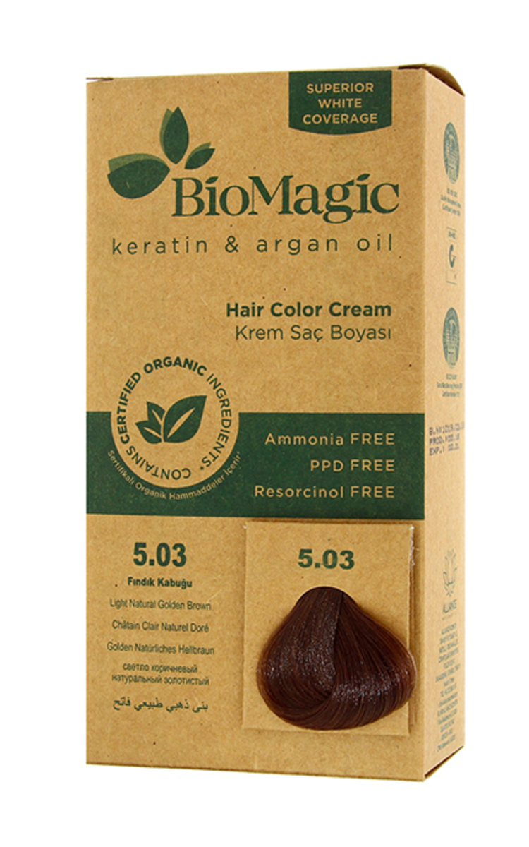 BIOMAGIC BIOMAGIC Стойкая краска для волос, 5.03 Light Natural Golden Brown 1 шт