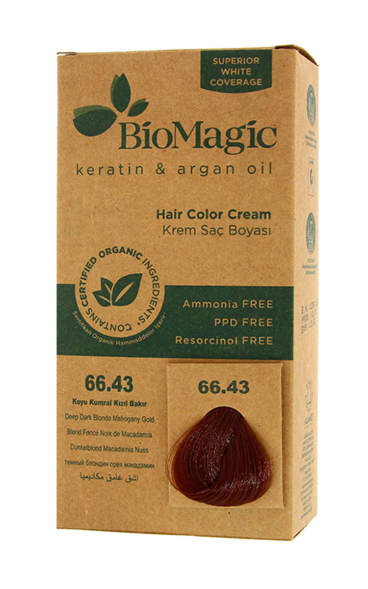 BIOMAGIC BIOMAGIC Стойкая краска для волос, 66.43 Deep Dark Blonde Mahogany Gold 1 шт