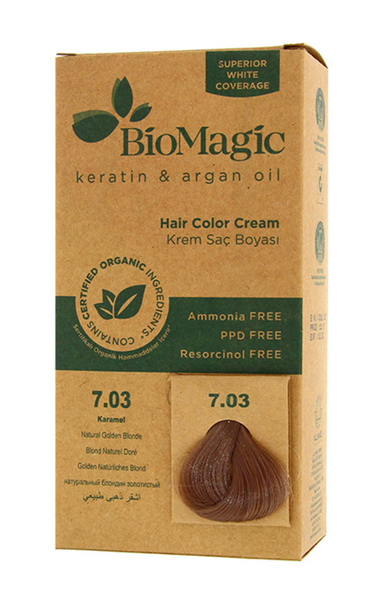 BIOMAGIC BIOMAGIC Стойкая краска для волос, 7.03 Natural Golden Blonde 1 шт