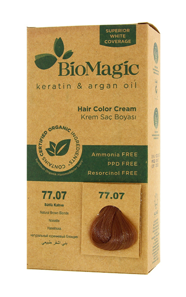 BIOMAGIC BIOMAGIC Стойкая краска для волос, 77.07 Hazelnut 1 шт