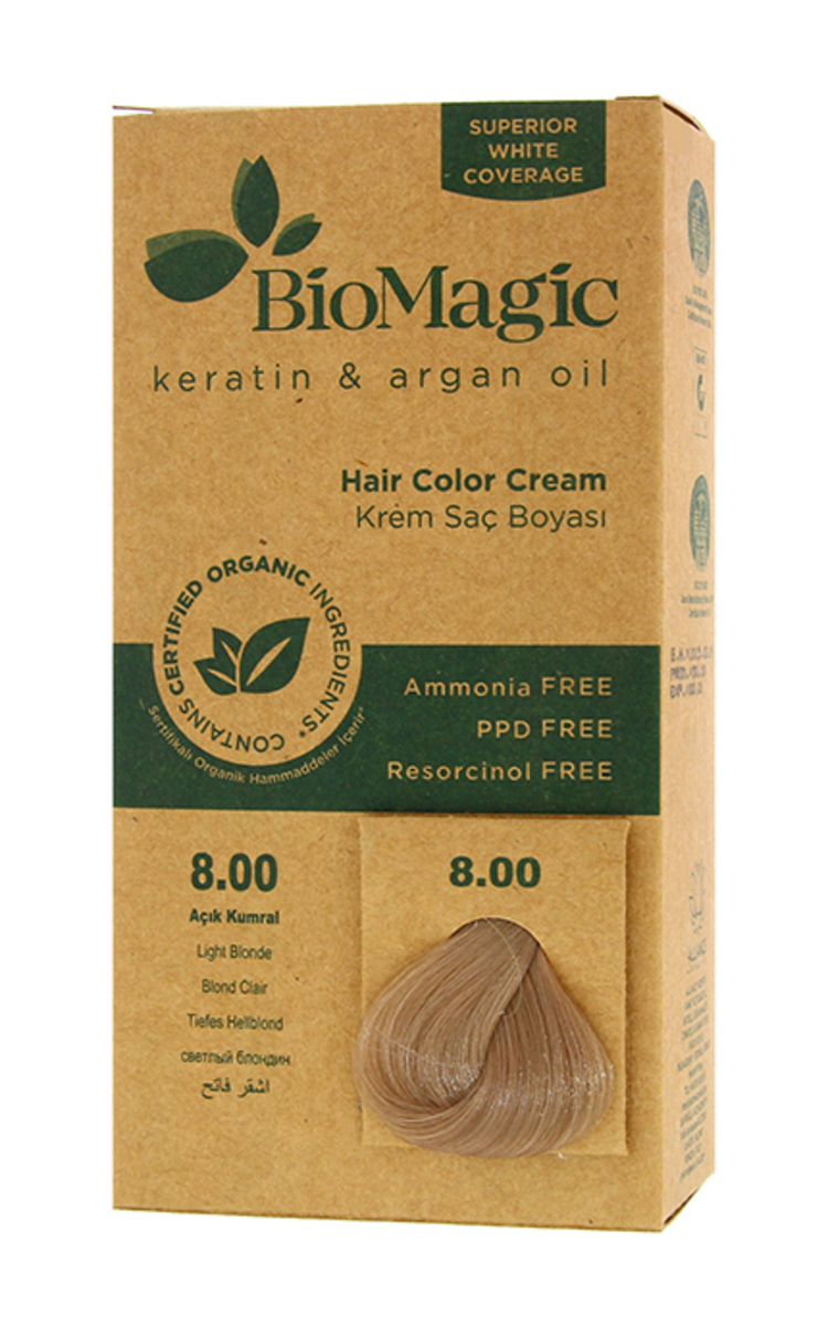 BIOMAGIC BIOMAGIC Стойкая краска для волос, 8.00 Light Blonde 1 шт