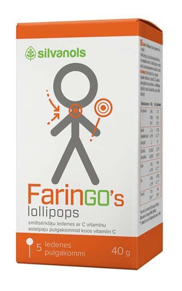 SILVANOLS SILVANOLS FarinGo’s Lollipops облепиховые леденцы с витамином С, 5шт. 40 г