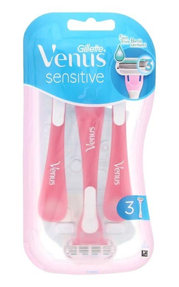 GILLETTE GILLETTE Venus Sensitive vienreizējie sieviešu skuvekļi, 3gab. 3 gab.