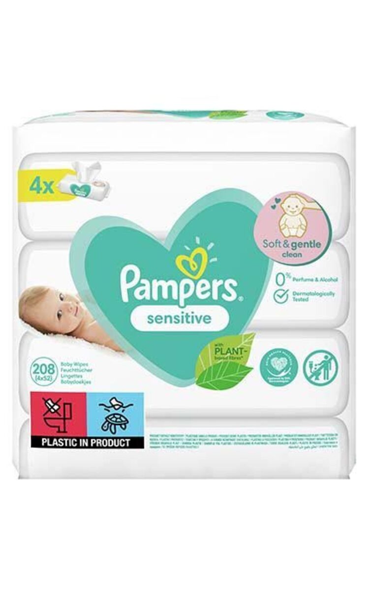 PAMPERS PAMPERS Sensitive влажные салфетки, 4x52шт. 208 шт