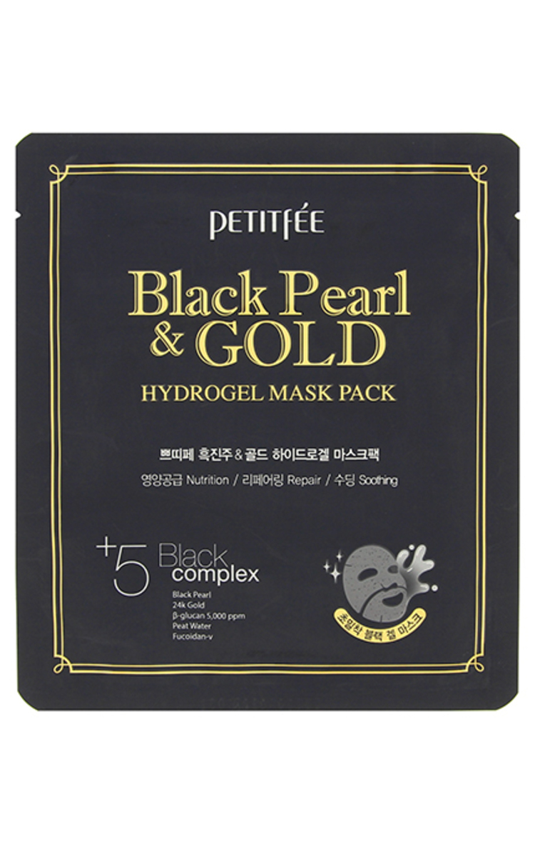 PETITFEE PETITFEE Black Pearl&Gold Hydrogel Mask Pack hidrogela maska ar melnām pērlēm sejas ādai, 1gab. 1 gab.