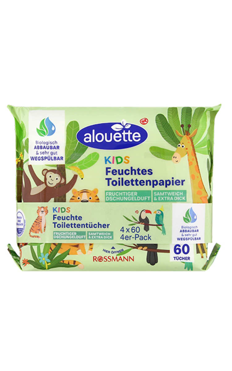 ALOUETTE ALOUETTE Kids влажная туалетная бумага для детей, 4x60шт. 240 шт