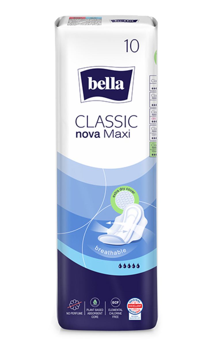 BELLA BELLA Classic Nova Maxi higiēniskās paketes, 10gab. 10 gab.