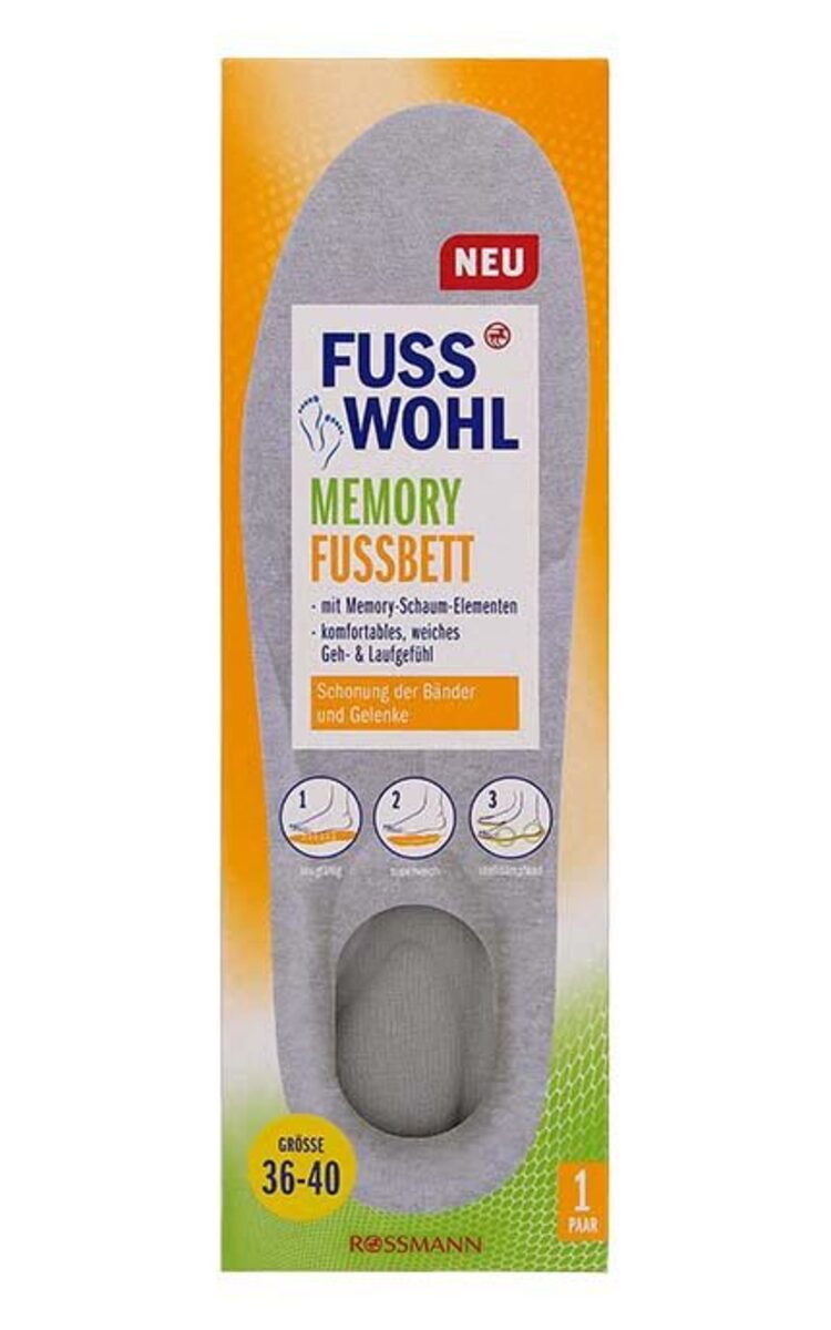 FUSS WOHL FUSS WOHL Memory Footbed zolītes apaviem, izmērs 36-40, 1 pāris 36-40