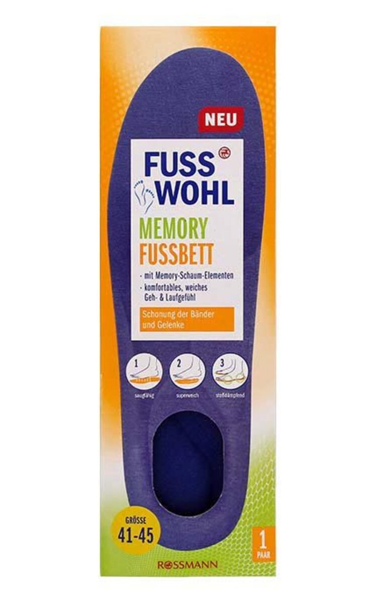 FUSS WOHL FUSS WOHL Memory Footbed стельки для обуви, размер 41-45, 1 пара 41-45