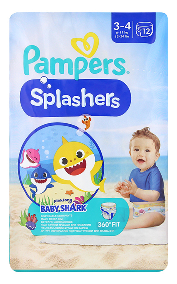 PAMPERS PAMPERS Splashers 3-4 подгузнике для плавания, 6-11кг, 12шт. 12 шт