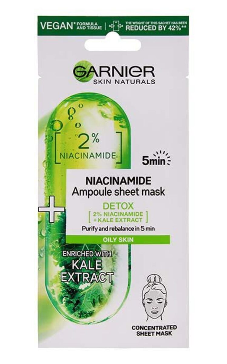 GARNIER GARNIER Niacinamide Detox очищающая ампульная маска-салфетка, 15г 1 шт