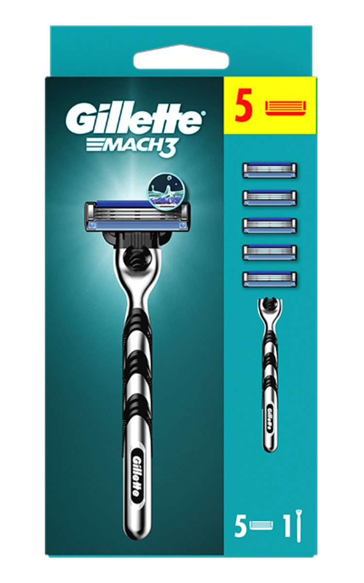 GILLETTE GILLETTE Mach3 skūšanās aparāts vīriešiem+5 kasetnes 5 gab.