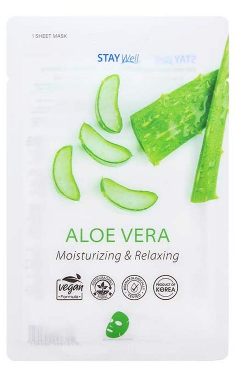 STAY WELL STAY WELL Vegan Aloe Vera mitrinoša maska sejai, 1gab., 23g 1 gab.