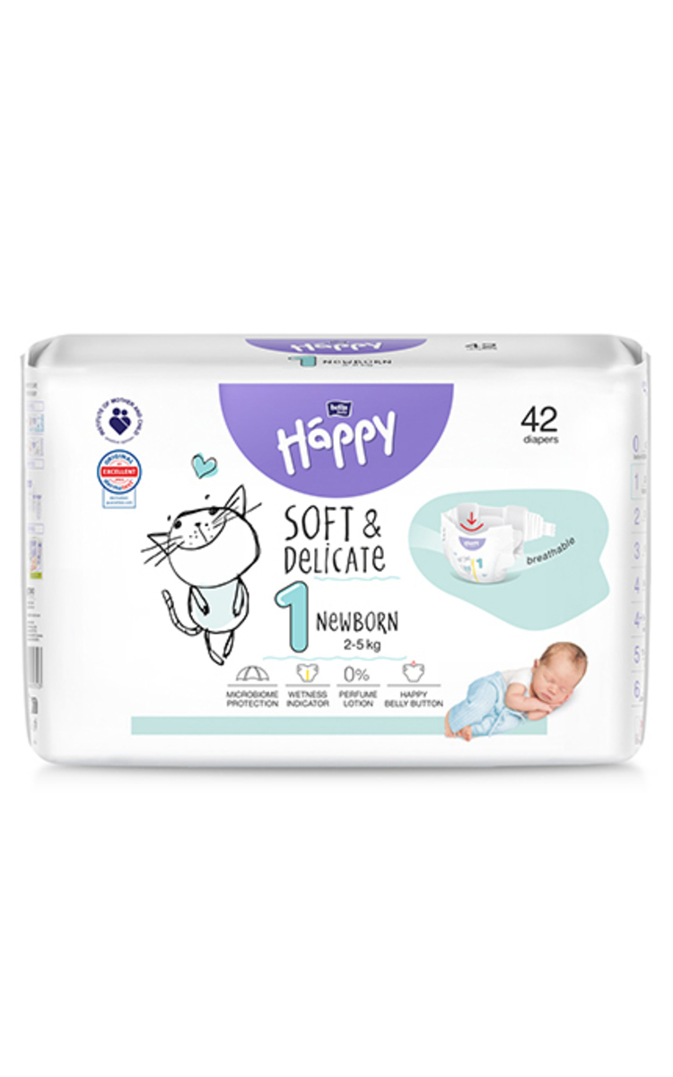 HAPPY  HAPPY Bella Baby Newborn подгузники, 2-5кг, 42шт. 42 шт