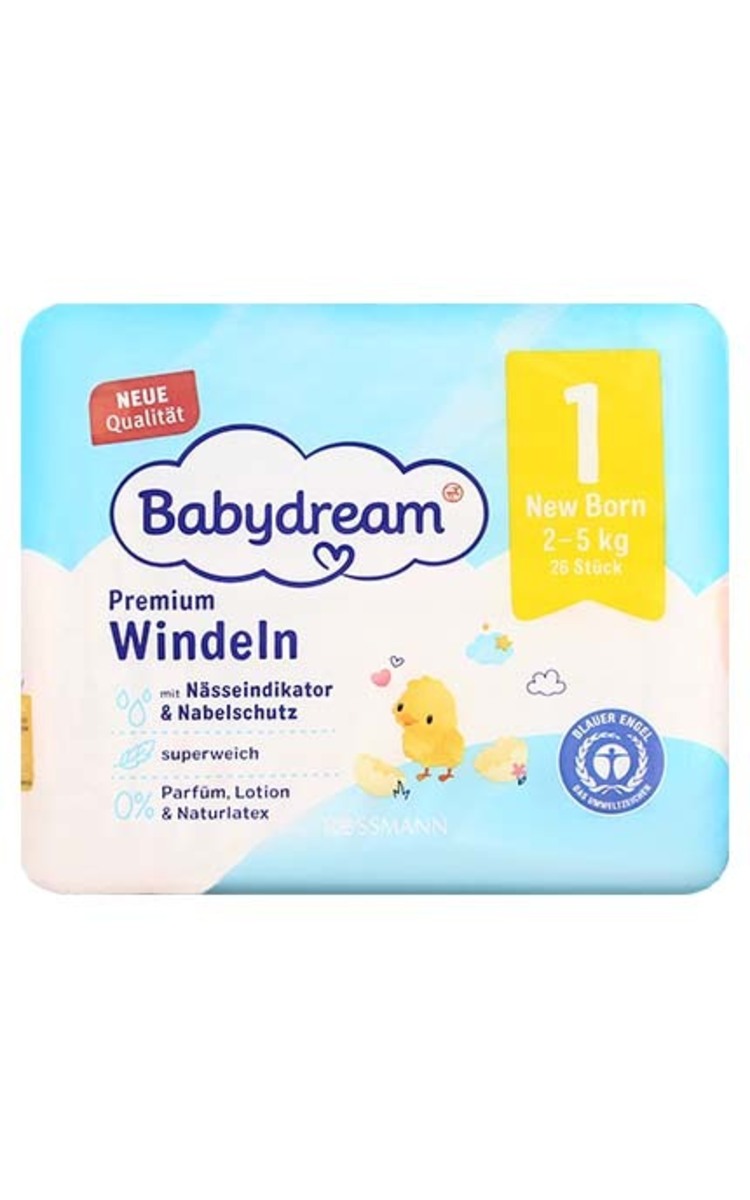 BABY DREAM BABYDREAM Premium New Born1 autiņbiksītes, 2-5kg, 26gab. 26 gab.