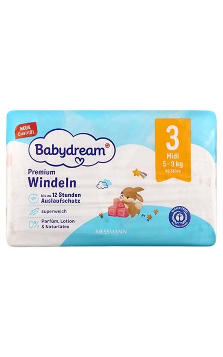 BABY DREAM BABYDREAM Midi3 autiņbiksītes, 5-9kg,  46gab. 46 gab.