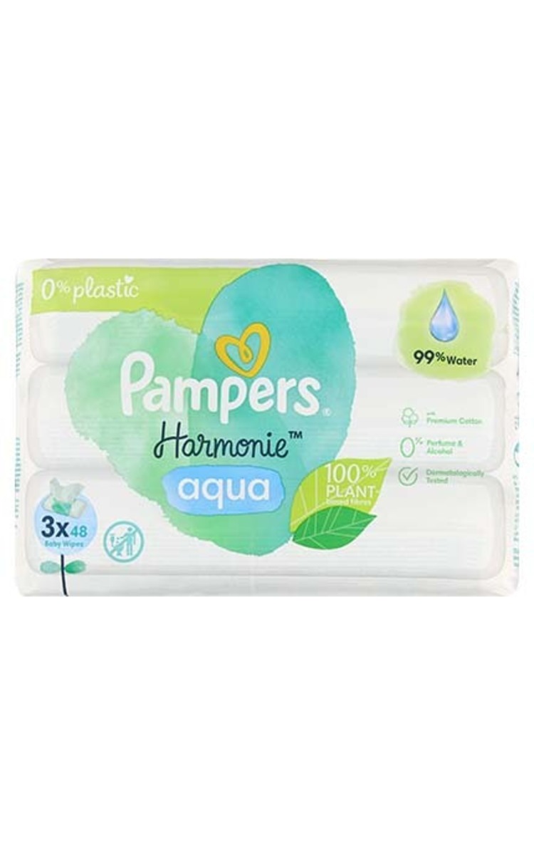 PAMPERS PAMPERS Harmonie Aqua влажные салфетки, 3x48шт. 144 шт