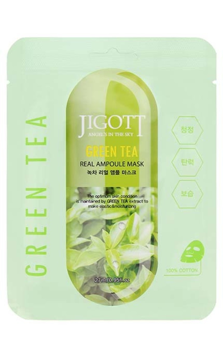 JIGOTT JIGOTT Green Tea Real Ampoule Mask тканевая маска для лица, 27мл 1 шт