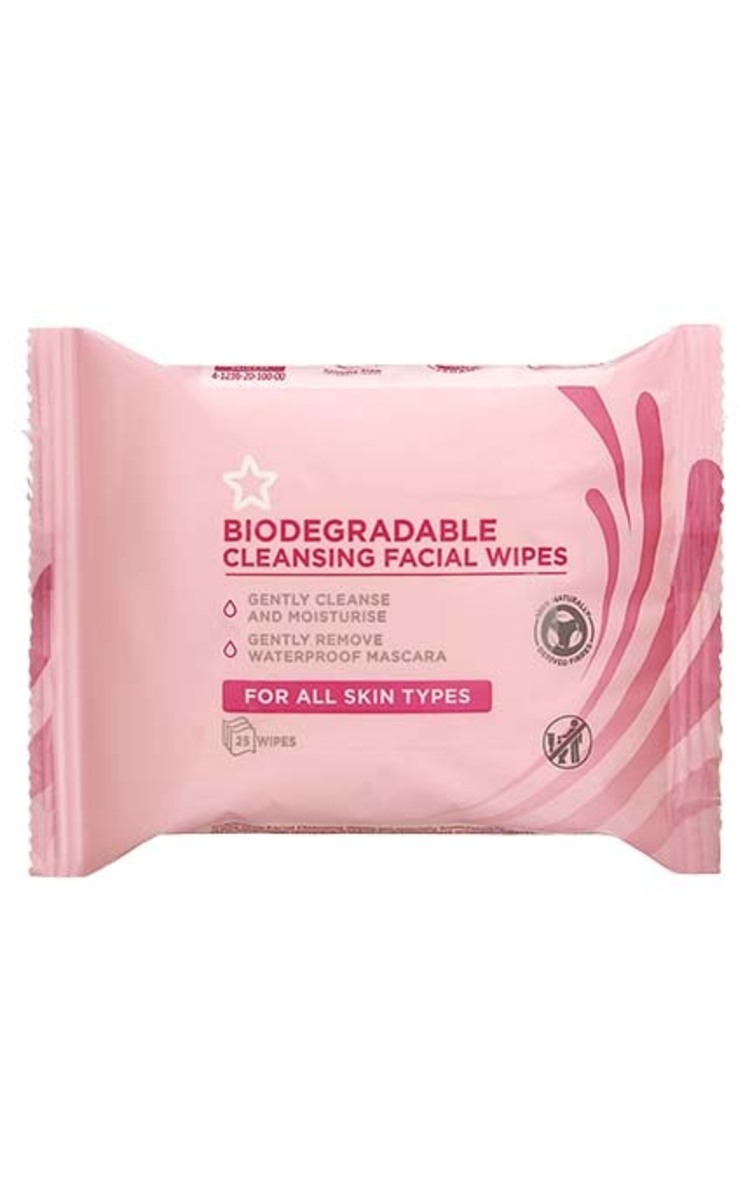 SUPERDRUG SUPERDRUG Biodegradable Mitrās salvetes sejas ādas tīrīšanai, 25gab. 25 gab.