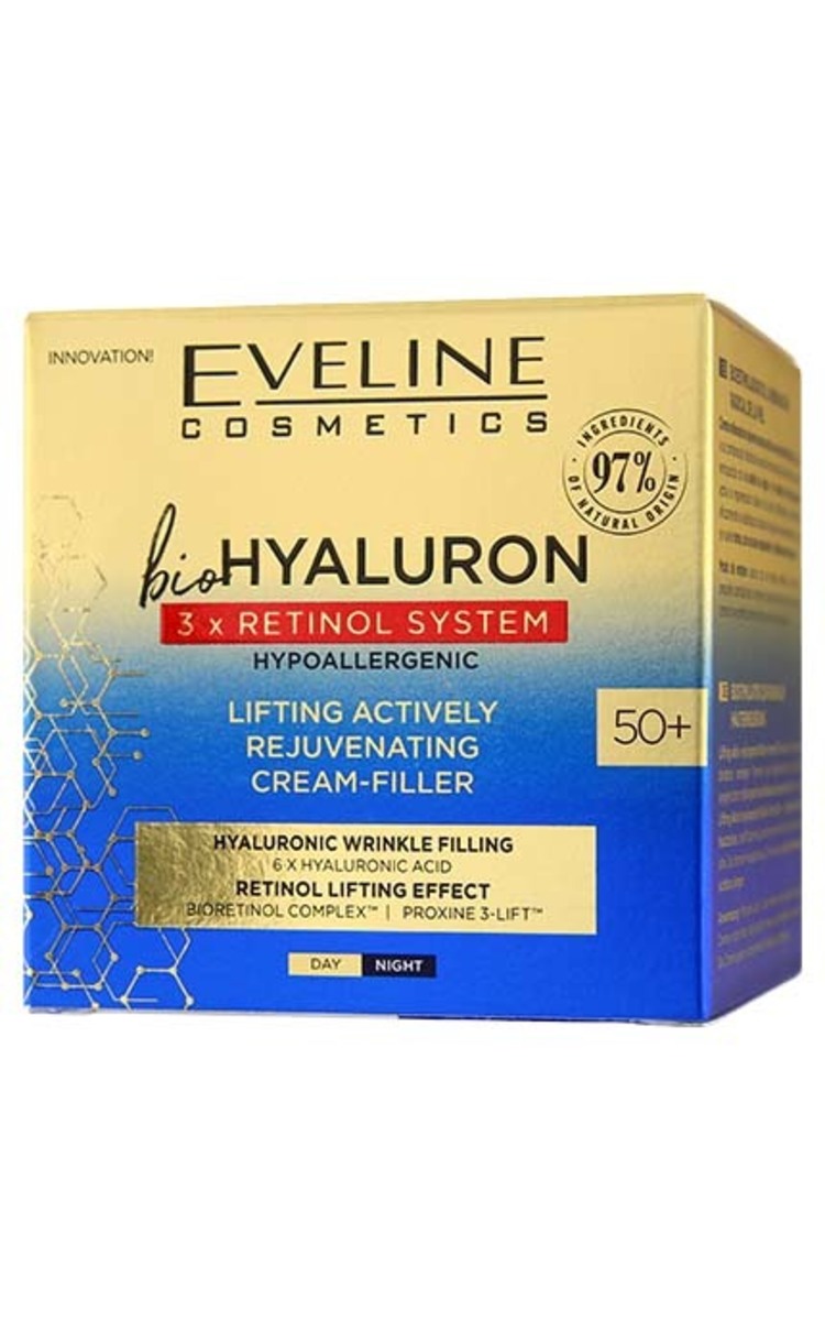 EVELINE EVELINE BioHyaluron 3xRetinol System 50+ крем для лица, активно обновляющий, 50мл 50 мл