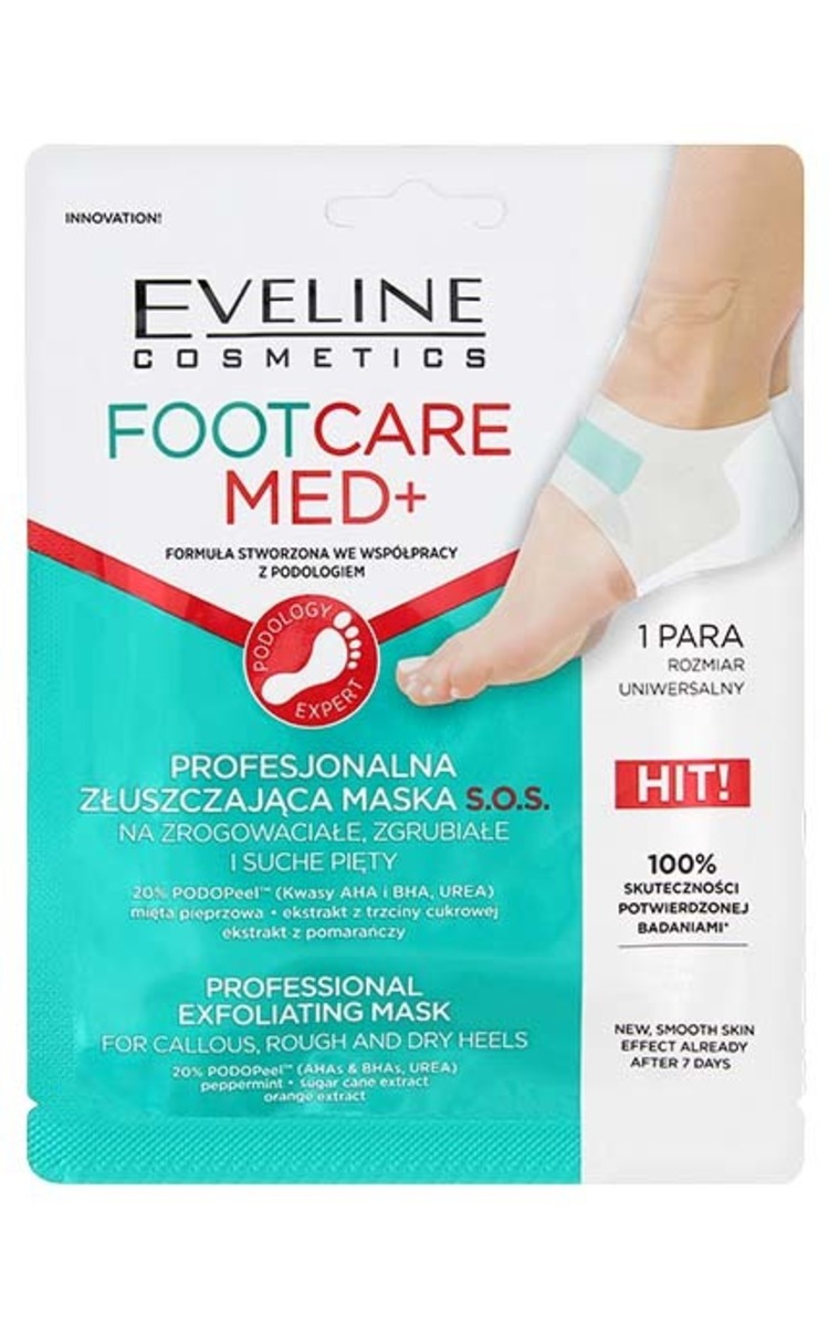 EVELINE EVELINE FootCare Med+ экспресс-маска для пяток, отшелушивающая, 1пара 2 шт