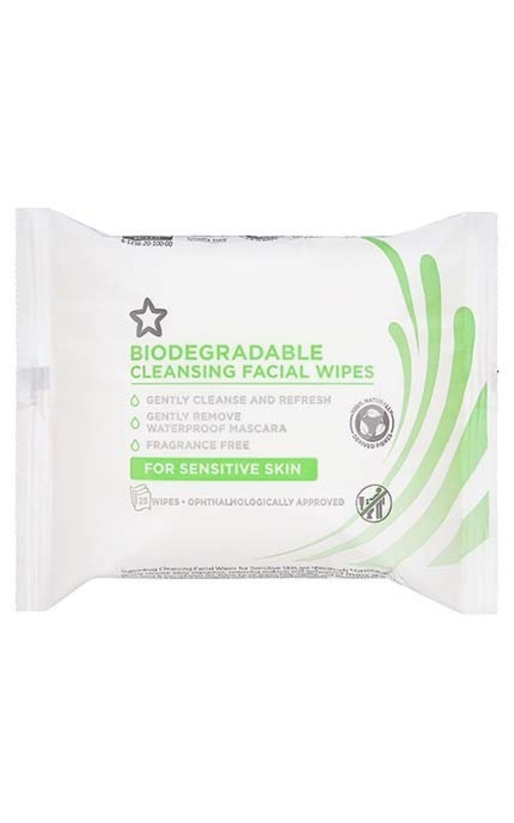 SUPERDRUG SUPERDRUG Biodegradable Влажные салфетки для очищения чувствительной кожи лица, 25шт. 25 шт