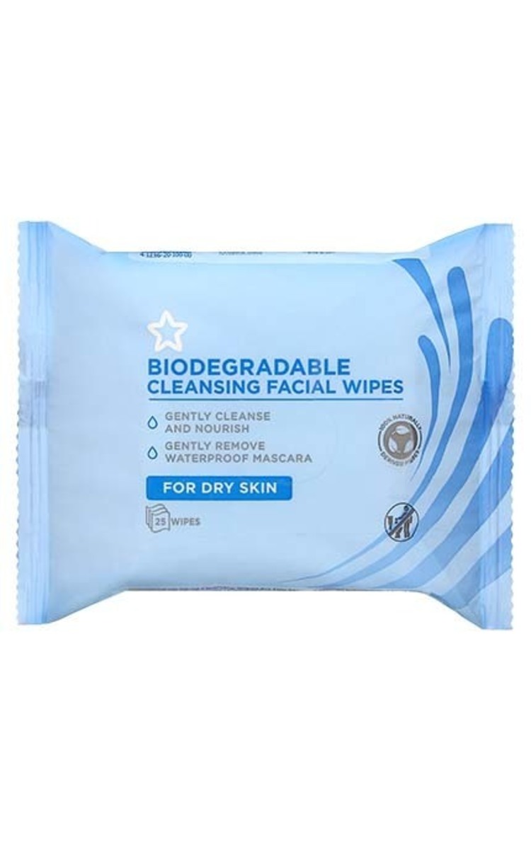 SUPERDRUG SUPERDRUG Biodegradable Влажные салфетки для очищения сухой кожи лица, 25шт. 25 шт