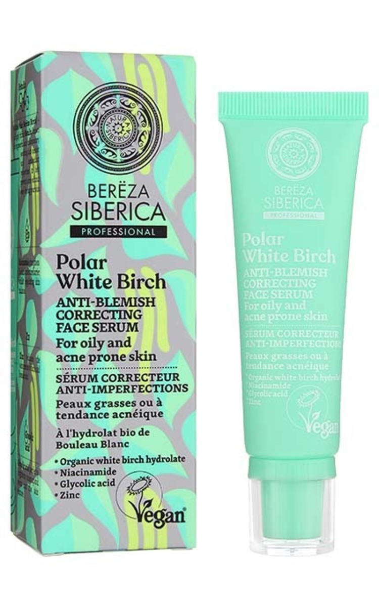 NATURA SIBERICA BEREZA SIBERICA Polar White Birch serums taukainai un problemātiskai sejas ādai, 20gab. 30 ml