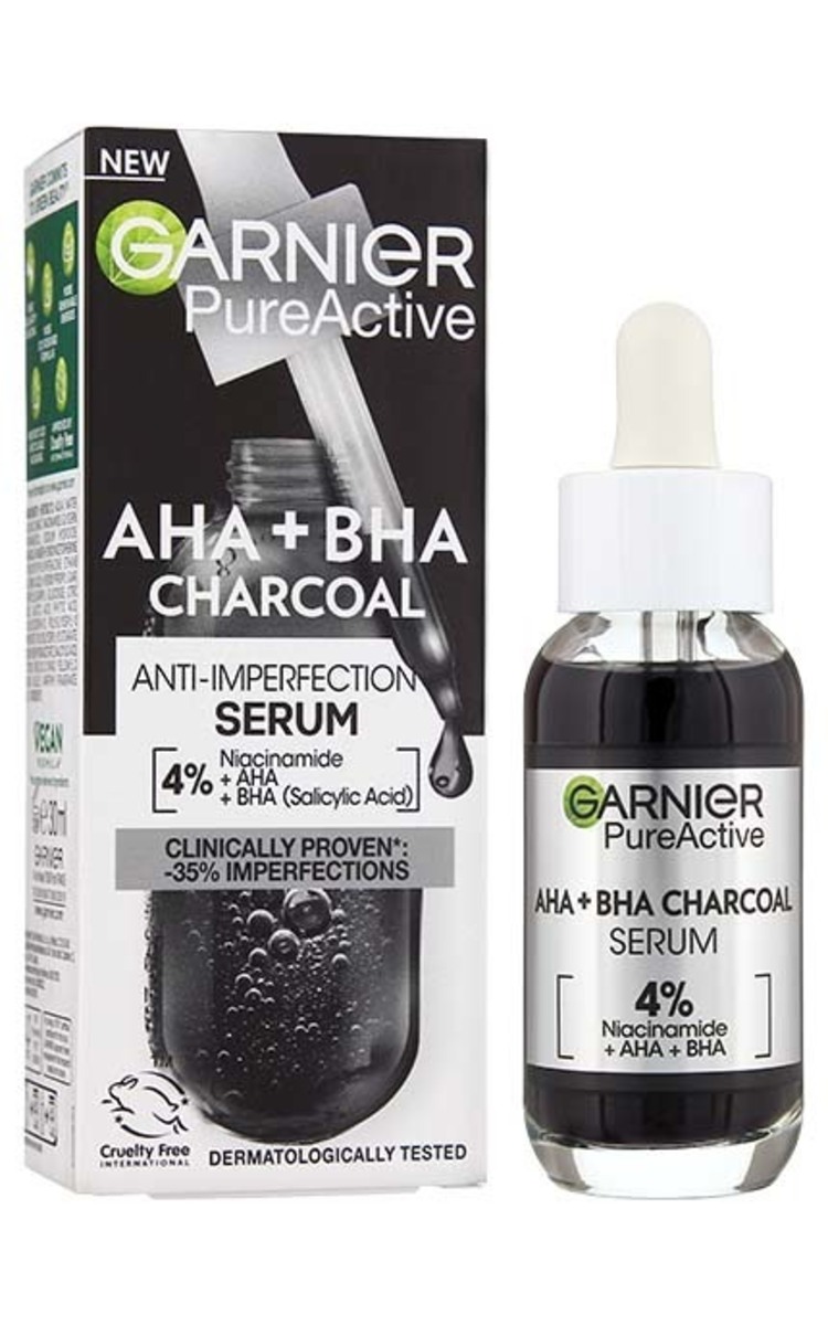 GARNIER GARNIER Pure Active serums pret ādas nepilnībām ar 4% niacinamīdu + AHA + BHA, 30ml 30 ml