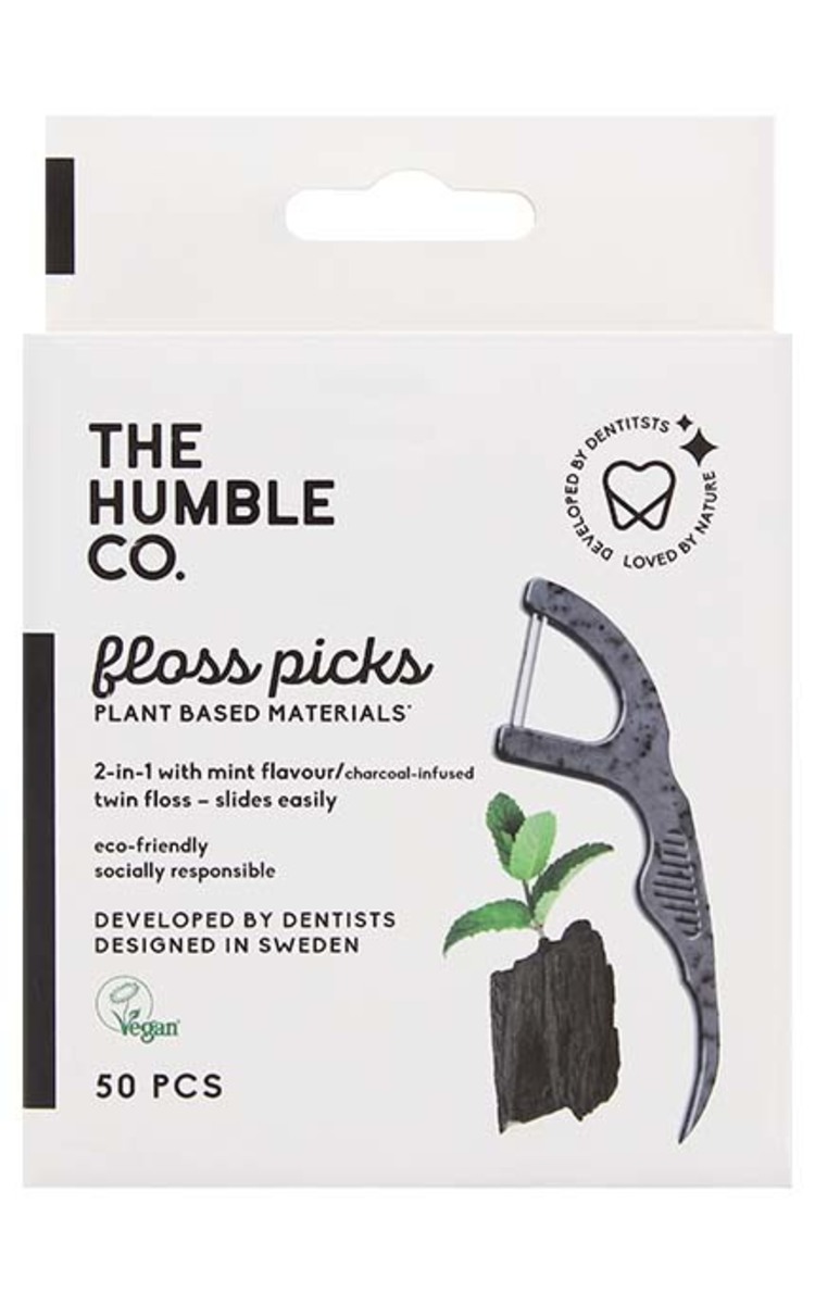 HUMBLE HUMBLE Floss Picks межзубная нить с углем, 50шт. 50 шт