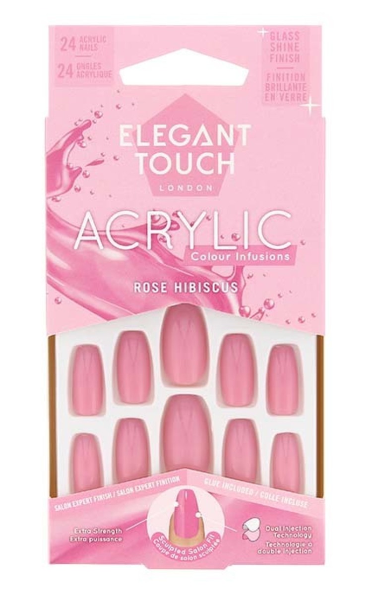 ELEGANT TOUCH ELEGANT TOUCH Acrylic Color Infusions комплект накладных ногтей, Rose Hibiscus, 24шт.