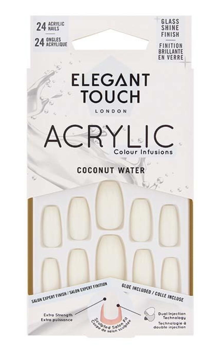 ELEGANT TOUCH ELEGANT TOUCH Acrylic Color Infusions комплект накладных ногтей, Coconut Water, 24шт. 1 шт