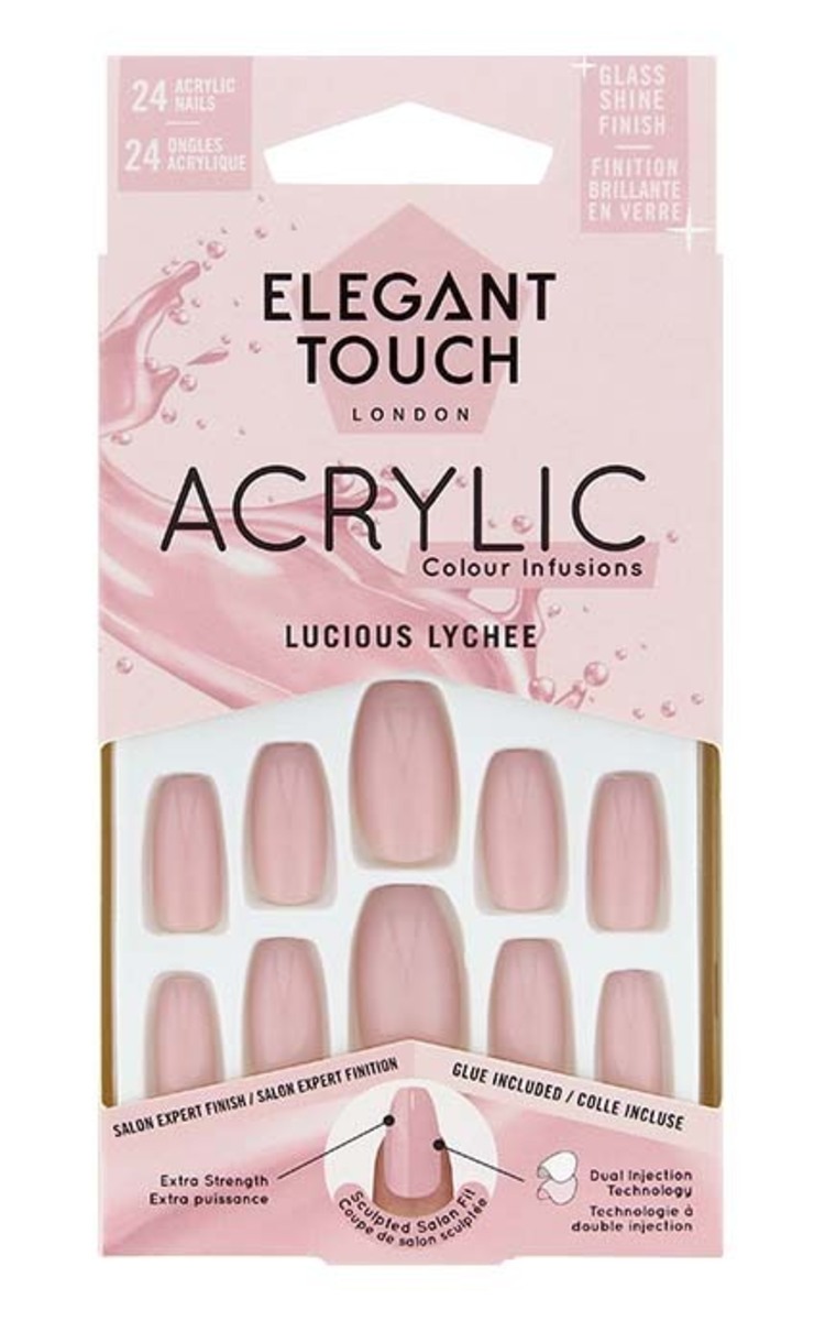 ELEGANT TOUCH ELEGANT TOUCH Acrylic Color Infusions комплект накладных ногтей, Lucious Lychee, 24шт. 1 шт