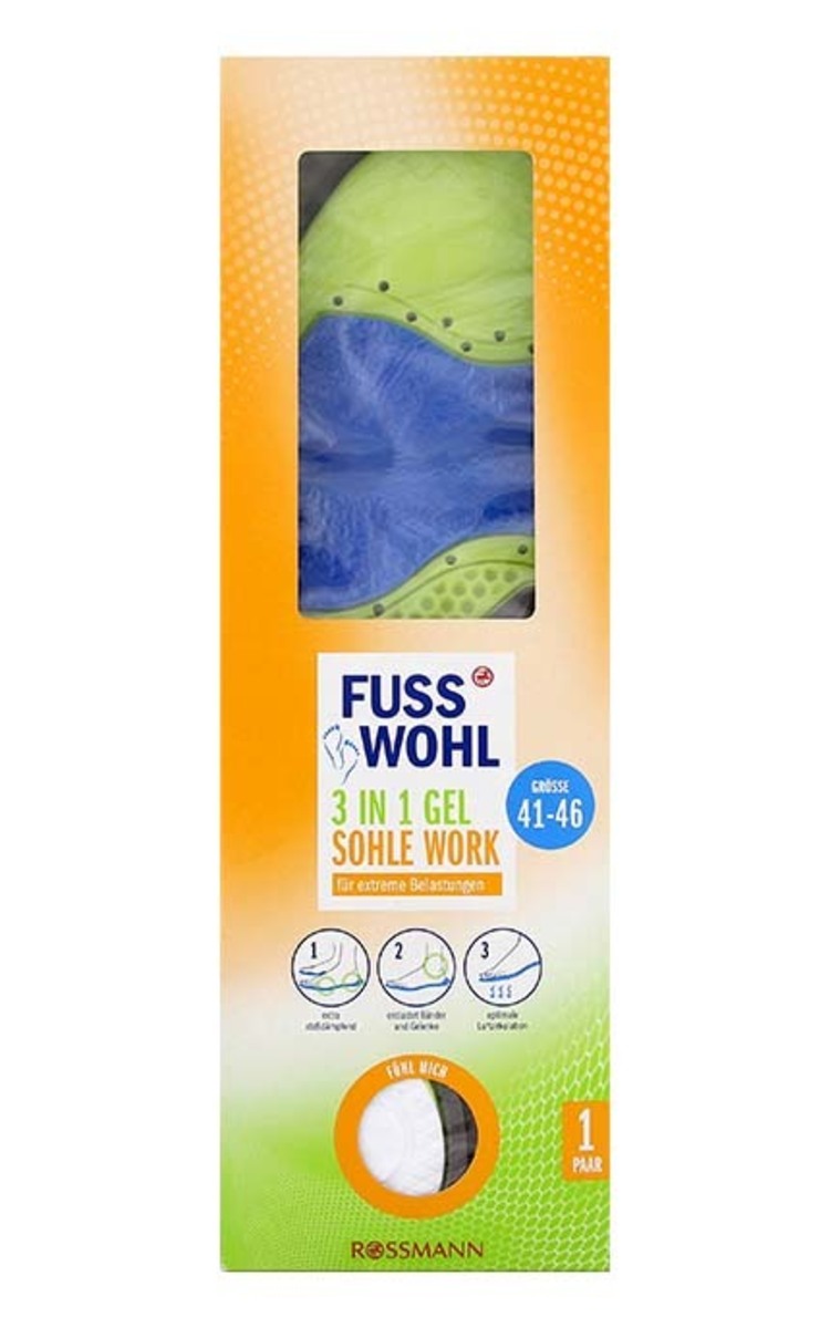 FUSS WOHL FUSS WOHL 3in1 Gel Sohle Work гелевые стельки, разм.41-46 41-46