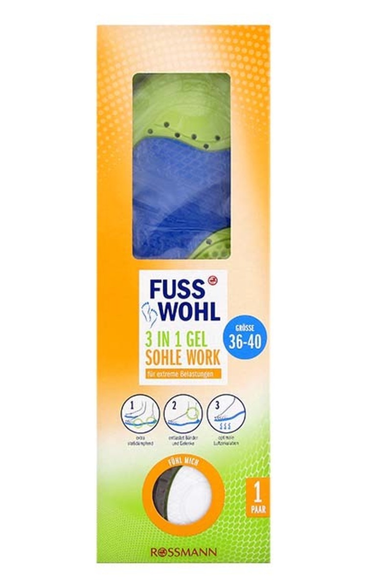 FUSS WOHL FUSS WOHL 3in1 Gel Sohle Work гелевые стельки, разм. 36-41 36-40