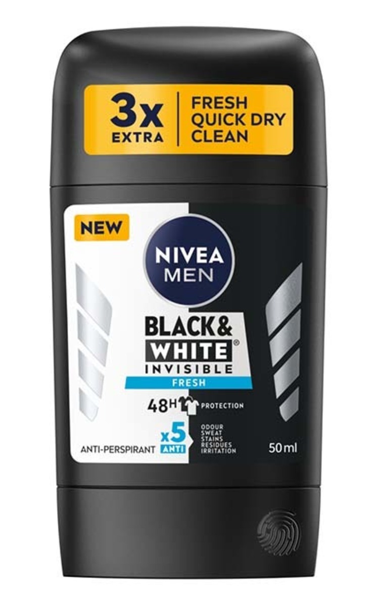 NIVEA MEN NIVEA MEN Black&White Invisible Fresh антиперспирант-карандаш, 50мл 50 мл