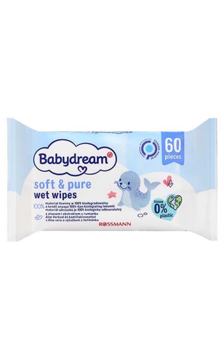 BABY DREAM BABYDREAM Mitrās salvetes ar alveju un kumelīšu ekstraktu, 60gab. 60 gab.