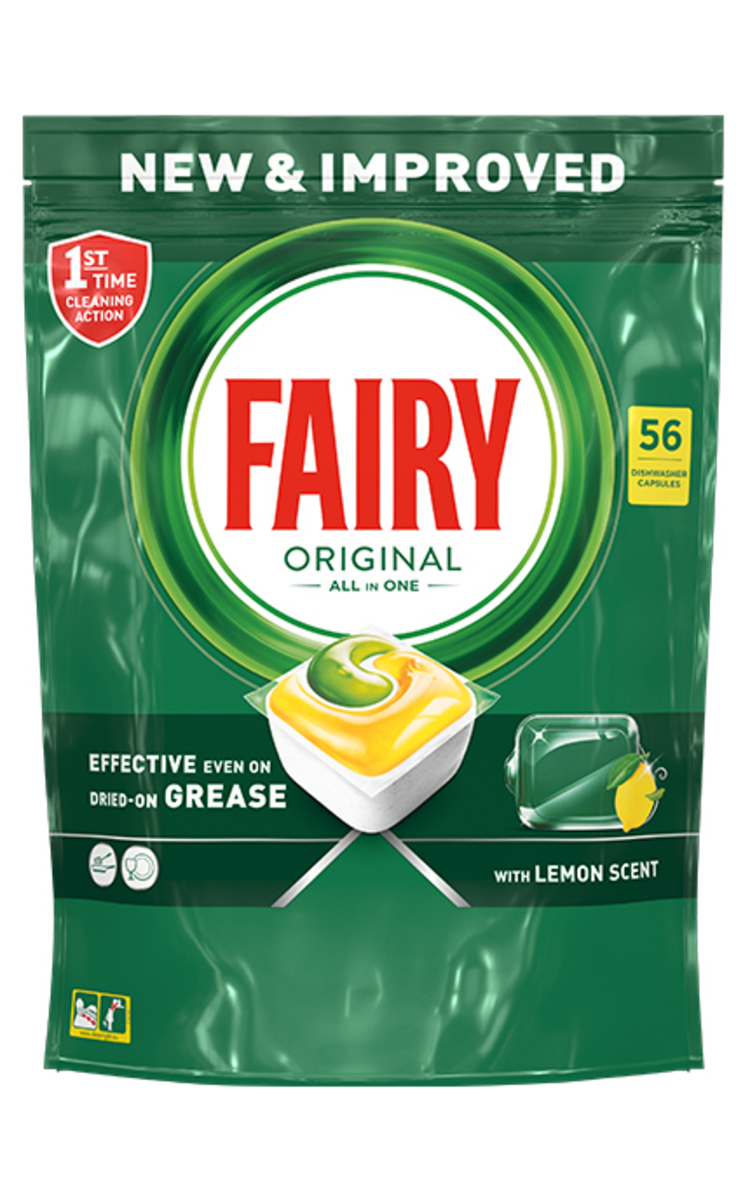 FAIRY FAIRY Original All in One Lemon kapsulas trauku mazgāšanas mašīnai, 56gab. 56 gab.