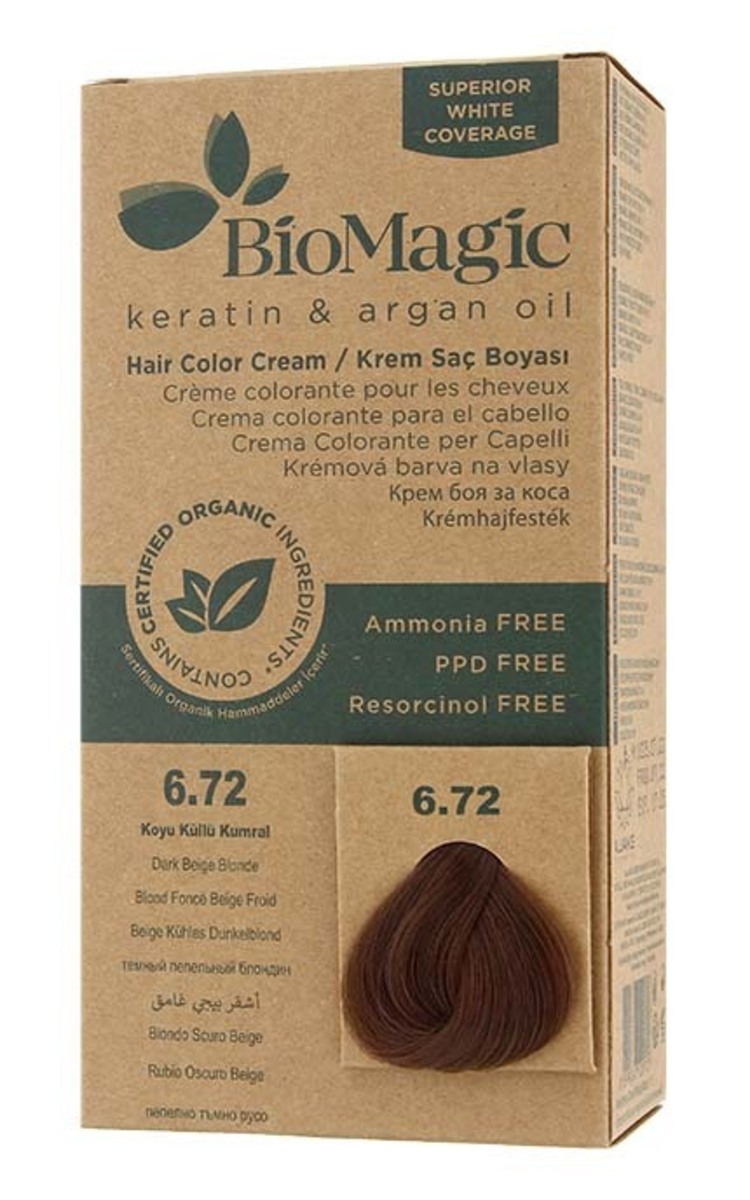 BIOMAGIC BIOMAGIC Стойкая краска для волос, 6.72 Dark Beige Blonde 1 шт